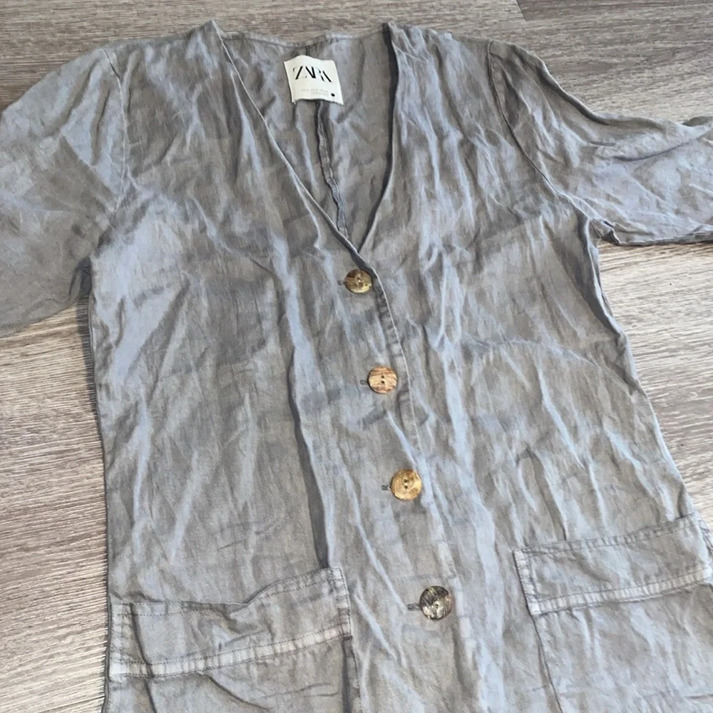 Zara Light Gray Button Down Romper